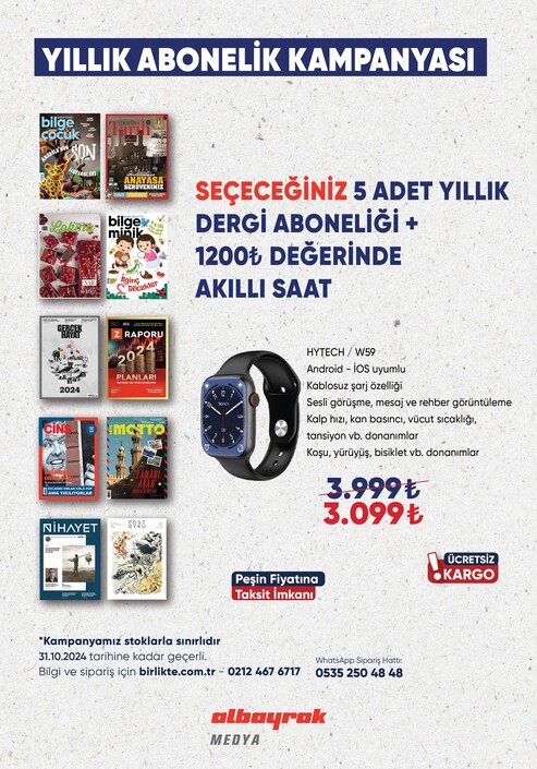 Ketebe Dergi - Akıllı Saat + Seçeceğiniz 5 Dergi Yıllık Aboneliği