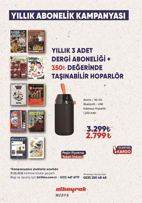 Ketebe Dergi - Taşınabilir Hoparlör + Seçeceğiniz 3 Dergi Yıllık Aboneliği